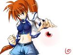  artist_request bangs cosplay lyrical_nanoha mahou_shoujo_lyrical_nanoha_strikers raising_heart solo subaru_nakajima subaru_nakajima_(cosplay) takamachi_nanoha 