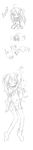  araki_kanao dress full_body greyscale highres hiiragi_kagami long_hair long_image looking_at_viewer lucky_star monochrome multiple_views pose seiza simple_background sitting standing tall_image very_long_hair white_background 