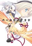  arisa_bannings burning_arisa hat lyrical_nanoha magical_girl mahou_shoujo_lyrical_nanoha mahou_shoujo_lyrical_nanoha_a's minamura_haruki multiple_girls reinforce_zwei ribbon sword thighhighs unison weapon yagami_hayate 