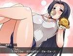  adult_baby bib blush breasts buruma celebi_ryousangata gym_uniform holding huge_breasts idolmaster idolmaster_(classic) idolmaster_1 long_hair miura_azusa mouth_hold pacifier red_eyes short_sleeves solo translated very_long_hair 