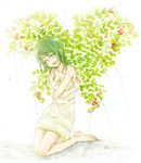  barefoot fairy green_hair happy original plant_girl rain solo torazou wet wet_clothes 