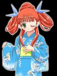  anya_cocolova gambler_club japanese_clothes kimono mahou_sensei_negima! one_eye_closed solo 