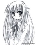  animal_ears cat_ears face greyscale kouyouen_academy_uniform long_hair lowres monochrome ryuuryuu school_uniform solo suou_kuyou suzumiya_haruhi_no_yuuutsu very_long_hair 