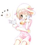  :p animal_ears bell cardcaptor_sakura cow_bell fur gloves hat hiide kinomoto_sakura lowres one_eye_closed pink_hair solo tongue tongue_out white_gloves white_hat 