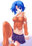  blue_eyes blue_hair garter_belt jounoji kusuha_mizuha short_hair skirt solo super_robot_wars thighhighs 