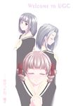  3girls arima_nana black_hair bob_cut brown_hair drill_hair eyes_closed hair_ribbon looking_at_viewer maria-sama_ga_miteru matsudaira_touko multiple_girls nijou_noriko praying profile ribbon sasaki_akira_(ugc) school_uniform serafuku short_hair smile twintails ugc 