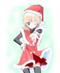  cardcaptor_sakura christmas hat hiide kinomoto_sakura lowres red_hat santa_costume solo thighhighs zettai_ryouiki 