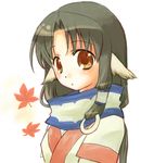  animal_ears black_hair blush brown_eyes dog_ears eruruw long_hair lowres noriko_(pandora) solo utawareru_mono 