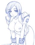  bent_over breasts kashiwagi_haruko large_breasts misnon_the_great monochrome muvluv nipples open_clothes open_shirt panties school_uniform shirt short_hair sketch solo underwear 