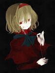  alice_margatroid alternate_color bad_id bad_pixiv_id blonde_hair blood flossing hairband myama player_2 red_eyes short_hair solo string touhou 