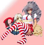  aoguu bad_id bad_pixiv_id drill_hair long_hair multiple_girls os-tan red_eyes silver_hair striped striped_legwear thighhighs visbou vista-tan vistake 