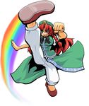  china_dress chinese_clothes dress harukatron hat hong_meiling long_hair rainbow red_hair ribbon solo touhou 