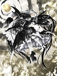  closed_eyes feathers hamuhamu long_hair moon rozen_maiden silver_hair solo suigintou wings 