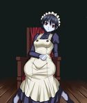  black_hair blue_skin chair devil_summoner maid mary_(soul_hackers) megami_tensei red_eyes short_hair shunzou sitting solo soul_hackers 