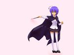 ahoge cape cosplay haruka_shiya look-alike mahou_sensei_negima! miyazaki_nodoka pentacle purple_eyes purple_hair solo tabitha tabitha_(cosplay) thighhighs wand white_legwear zero_no_tsukaima 
