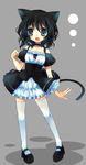  animal_ears black_hair blue_eyes cat_ears cat_tail choker original solo suzushiro_kurumi tail thighhighs white_legwear 