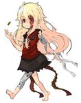  amputee bandages barefoot blonde_hair bullet burn_scar copyright_request long_hair red_eyes scar solo wadaichi 