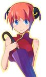  bad_id bad_pixiv_id blue_eyes bun_cover china_dress chinese_clothes double_bun dress gintama kagura_(gintama) purple_umbrella red_hair riru short_hair smile solo umbrella 