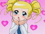  artist_request blonde_hair blue_eyes blush drill_hair goutokuji_miyako powerpuff_girls_z rolling_bubbles solo tears 