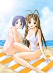  :d antenna_hair artist_request ass bangs barefoot beach beach_towel blue_eyes blue_hair blush bob_cut body_blush breasts brown_eyes brown_hair casual_one-piece_swimsuit cleavage cloud cloudy_sky day from_side hair_intakes halterneck highleg highleg_swimsuit leaning_forward leg_hug long_hair looking_at_viewer looking_back love_hina maehara_shinobu multiple_girls narusegawa_naru ocean one-piece_swimsuit open_mouth outdoors parted_bangs pink_swimsuit short_hair side_cutout sidelocks sitting sky small_breasts smile striped swimsuit towel water white_swimsuit 