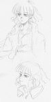  coat greyscale highres jung_freud monochrome ponytail sketch solo takahasi_yoshiyuki top_wo_nerae! 