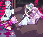  banned_artist bat_wings book couch flandre_scarlet harano izayoi_sakuya maid multiple_girls patchouli_knowledge remilia_scarlet touhou wings 