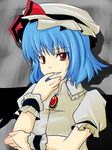  bad_id bad_pixiv_id blue_hair hat remilia_scarlet ribbon ruku_(alicecreation) solo touhou wings 