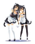  akiyama_mio animal_ears cleavage k-on! maid nakano_azusa neko_sakana nekomimi tail thigh-highs 