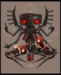  android baphomet copyright_request damaged gia highres mechanization multiple_girls nude orange_eyes orange_hair red_eyes robot short_hair windowboxed 