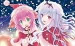  :d :o animal_ears candy candy_cane christmas cuteg dog_ears dog_tail fang food hair_ribbon hat highres holding holding_candy_cane lily_(wanko) multiple_girls open_mouth ribbon santa_costume santa_hat smile tail wallpaper wanko wanko_to_lily 