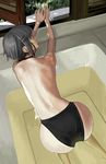  ass hair_ornament hairclip nakabayashi_reimei original panties silver_hair slender_waist solo topless underwear wet window 