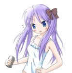  artist_request blue_eyes blush can casual hiiragi_kagami lucky_star purple_hair solo twintails 