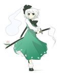  ghost hitodama katana konpaku_youmu konpaku_youmu_(ghost) oka_(bananashoe) ribbon sheath sheathed short_hair solo sword touhou weapon 