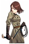  brown_eyes brown_hair gloves nakano_tomokazu official_art short_hair snk solo the_king_of_fighters the_king_of_fighters_neowave uniform whip whip_(kof) 