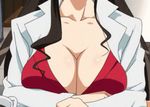  animated animated_gif breasts cleavage dragonaut glasses huge_breasts kitajima_yuuri lowres nude showering solo 