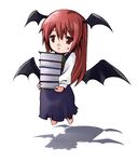  atsumi_haru bat_wings book chibi flying head_wings koakuma long_hair red_eyes red_hair shadow solo touhou wings 