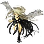  brown_eyes brown_hair copyright_request feathers harpy long_hair michi_ta_(masquerade) monster_girl solo wings 
