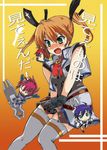  artist_request blush fang gloves green_eyes jpeg_artifacts lyrical_nanoha mahou_shoujo_lyrical_nanoha_strikers multiple_girls nove_(nanoha) numbers_(nanoha) orange_hair subaru_nakajima teana_lanster thighhighs wendi_(nanoha) 