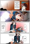  1girl 4koma cardigan comic kita_high_school_uniform kyon lying nagato_yuki red_eyes school_uniform serafuku shoka_(winbell21) silver_hair suzumiya_haruhi_no_yuuutsu 