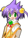  green_eyes hatopuu purple_hair simple_background solo suka twintails ukagaka 