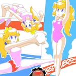  arched_back artist_self-insert ball blonde_hair competition_swimsuit diving gymnastics high_jump leotard mario_(series) minus8 oekaki olympics one-piece_swimsuit pantyhose princess_peach rhythmic_gymnastics split super_mario_bros. swimsuit tiptoes toe-point track_and_field 