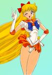  1girl ;d aino_minako aqua_background back_bow bishoujo_senshi_sailor_moon blue_eyes bow choker cover cover_image cover_page doujin_cover earrings elbow_gloves gloves hair_bow half_updo highleg jewelry long_hair magical_girl one_eye_closed open_mouth orange_choker orange_sailor_collar orange_skirt panties pantyshot red_bow sailor_collar sailor_senshi_uniform sailor_venus simple_background skirt skirt_lift smile solo tiara underwear very_long_hair white_gloves white_panties wind wind_lift 