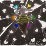  &lt;3 2018 anthro asriel_dreemurr barrier black_background boss_monster caprine clothed clothing detailed_background digital_media_(artwork) eyes_closed floating floppy_ears fully_clothed fur glowing goat green_clothing head_tuft male mammal pants paws petite-pumpkin shirt signature simple_background smile solo striped_clothing suspended_in_midair sweater undertale video_games white_background white_fur yellow_clothing 