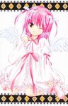  amulet_angel angel dress hinamori_amu jewelry lace magical_girl official_art one_eye_closed peach-pit pink_hair ribbon scan short_hair shugo_chara! smile solo wings yellow_eyes 