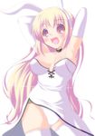  animal_ears blonde_hair blush breasts bunny_ears copyright_request large_breasts panties solo thighhighs underwear yoshinari_atsushi 