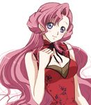  blue_eyes breasts china_dress chinese_clothes cleavage code_geass dress euphemia_li_britannia kurimomo long_hair medium_breasts pink_hair solo 