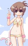  beach bikini brown_hair ichijou ikkyuu mesousa oekaki pani_poni_dash! solo swimsuit 
