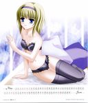  2006 artist_request blonde_hair blue_eyes bra calendar_(medium) copyright_request hairband highres june lingerie panties solo thighhighs underwear underwear_only 