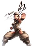  antenna_hair bandana bare_hips breasts fighting_stance hair_pulled_back highres hip_vent ibuki_(street_fighter) large_breasts muscle ninja omar_dogan solo street_fighter 