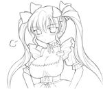  blush breasts choker cleavage daikuuji_ayu greyscale huge_breasts kimi_ga_nozomu_eien long_hair maid miyata_gakuman monochrome ribbon solo source_request twintails waitress 